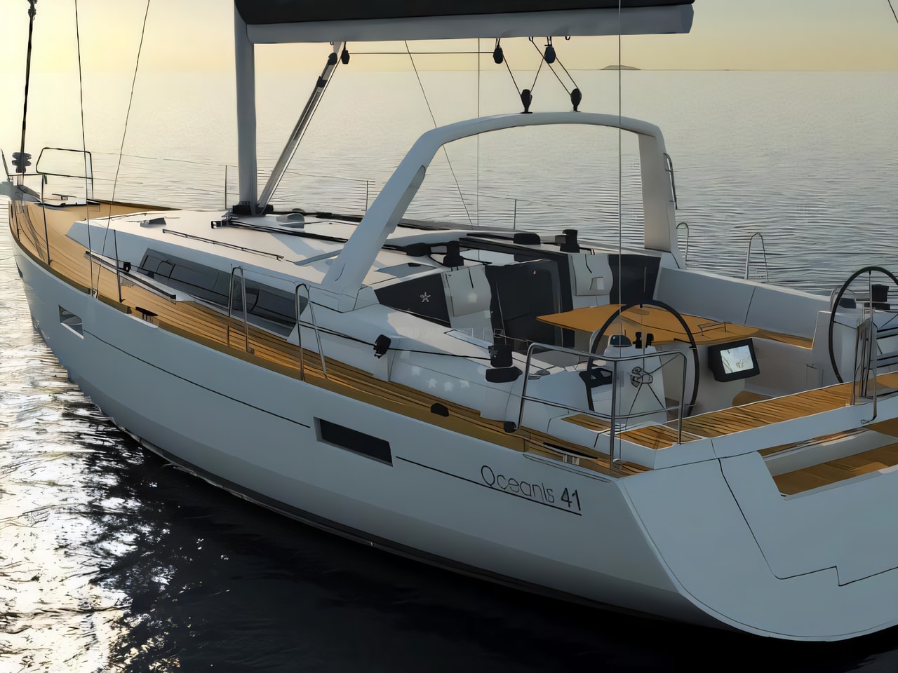 Exterior overview of Oceanis 41.1 sail boat for charter from Pomer ACI Marina in the Istria / Kvarner sailing area Croatia