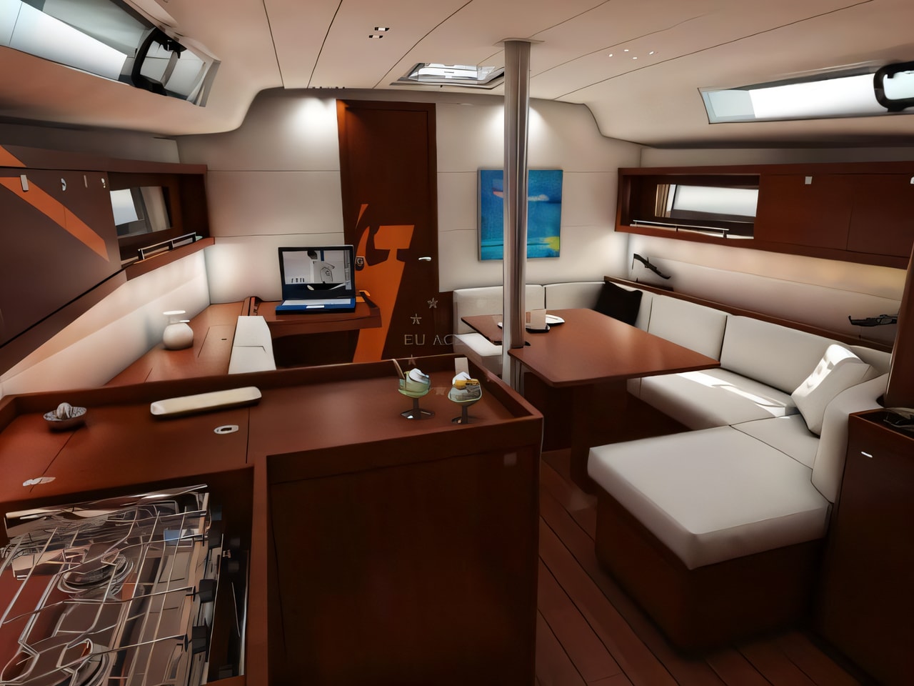 Layout of Oceanis 41.1 sail boat with 3 cabins Croatia yacht charter