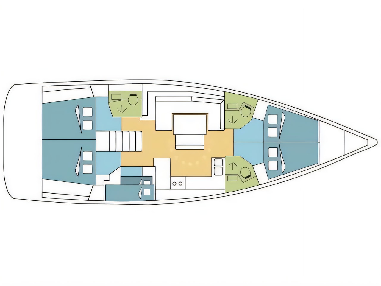 Interior of Oceanis 48 sail boat with 4 cabins Croatia yacht charter