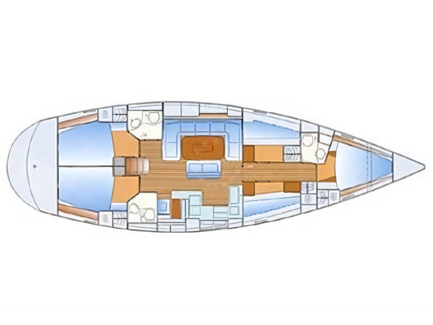 Layout of Bavaria 50 sail boat with 5 cabins Croatia yacht charter