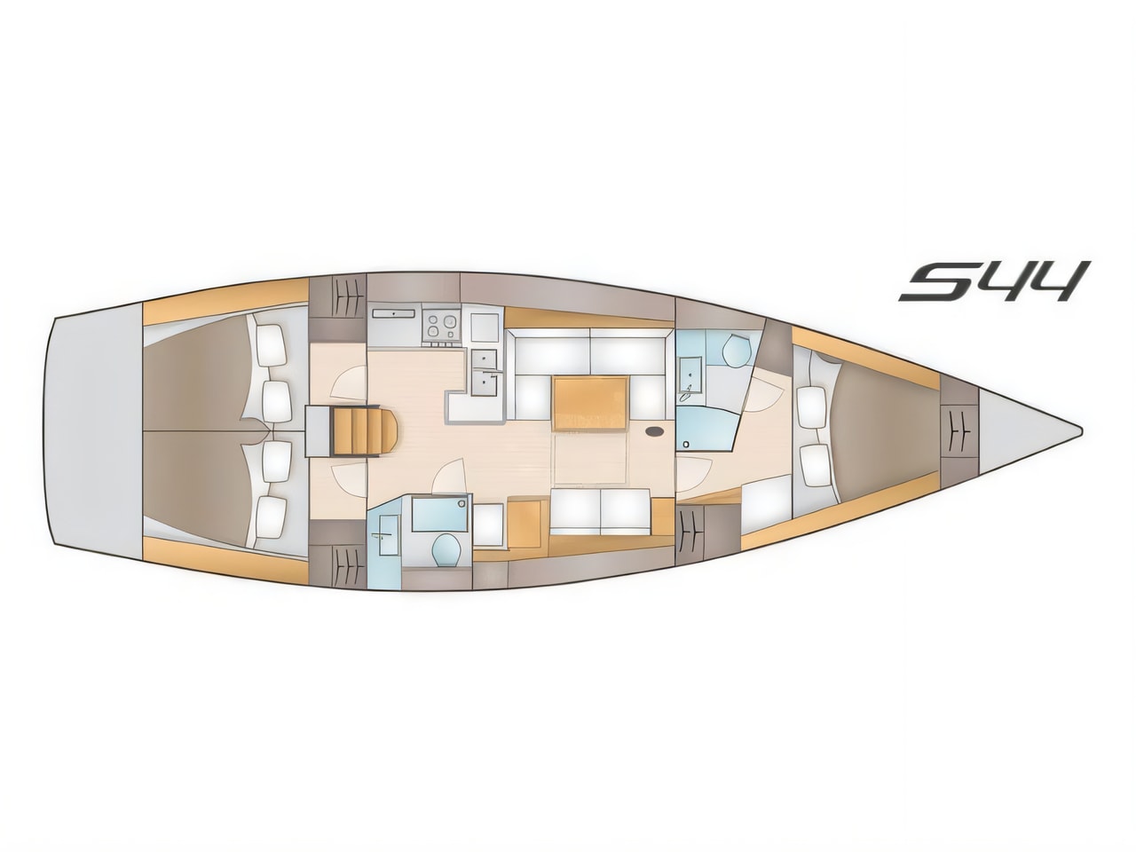 Interior of Salona 44 sail boat with 4 cabins Croatia yacht charter