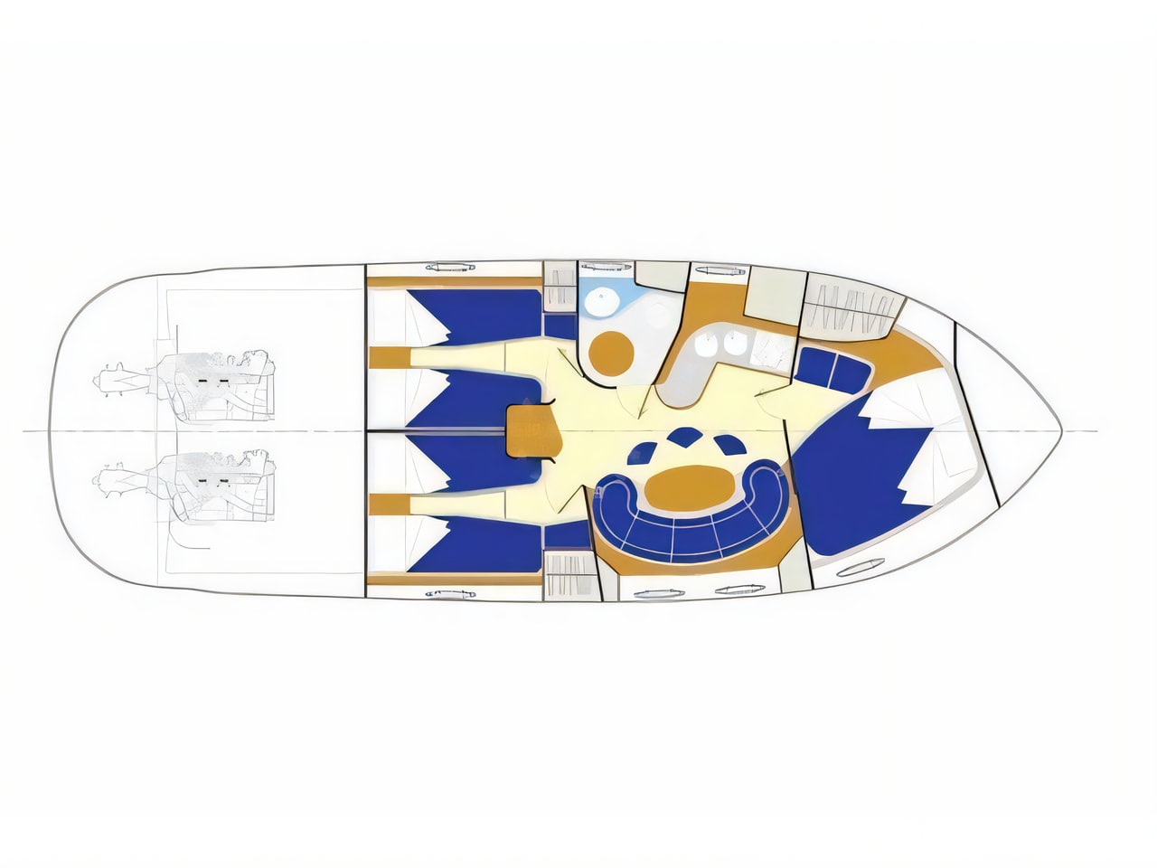 Interior of Salpa 38.5 motor boat with 3 cabins Croatia yacht charter