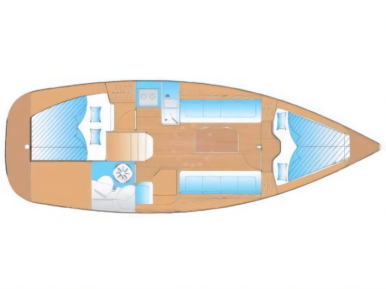 Interior of Bavaria 30 sail boat with 2 cabins Croatia yacht charter