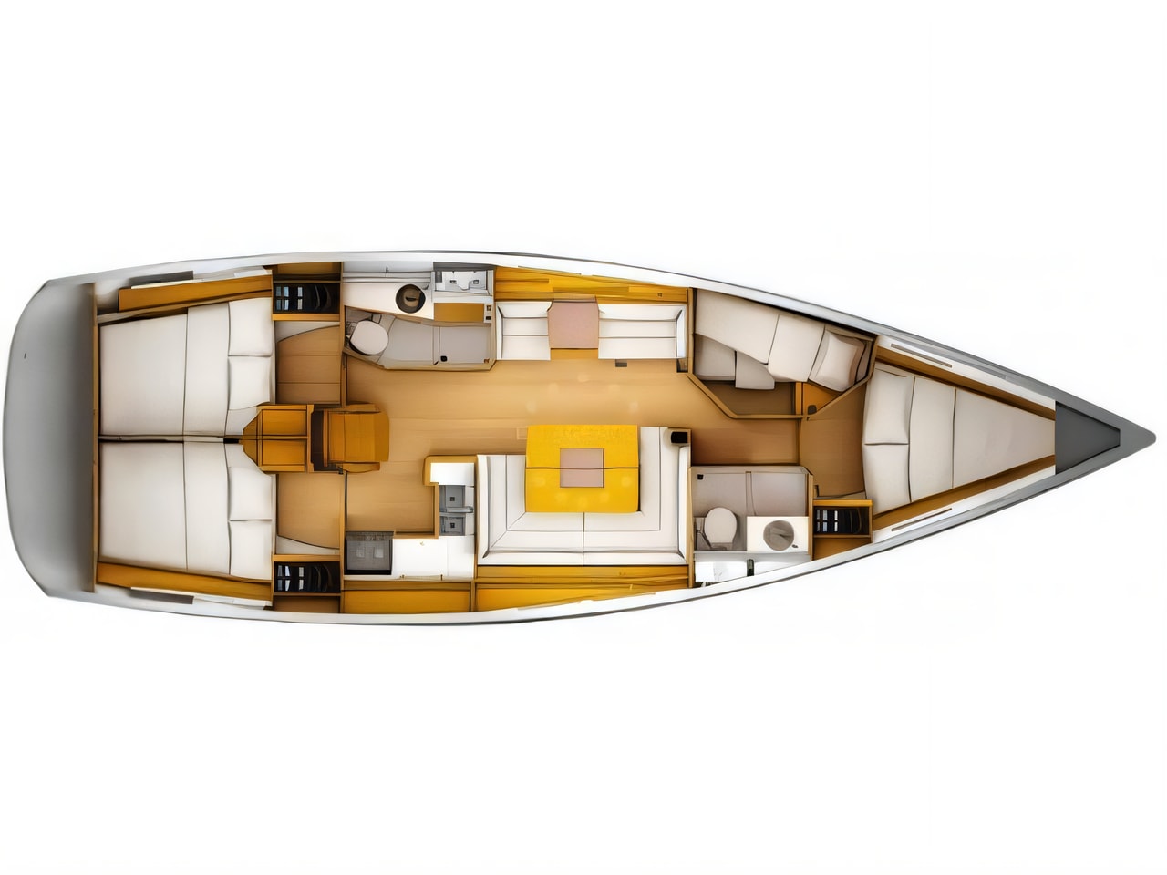 Interior of Sun Odyssey 449 sail boat with 4 cabins Croatia yacht charter