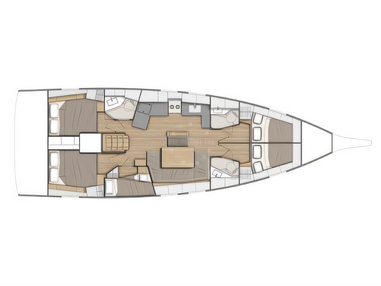 Interior of Oceanis 46.1 sail boat with 5 cabins Croatia yacht charter