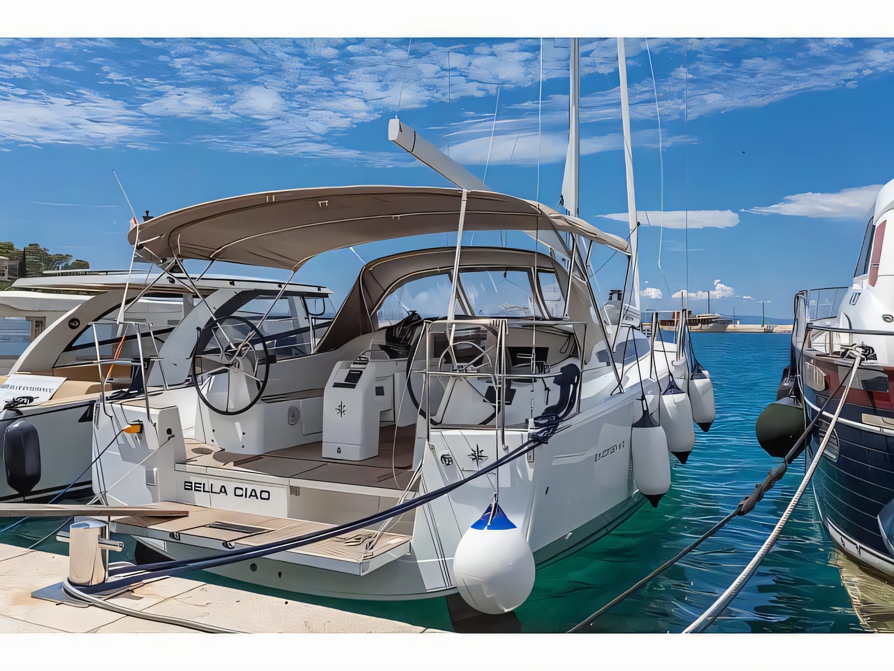 Exterior overview of Sun Odyssey 410 sail boat for charter from Split ACI Marina in the Split sailing area Croatia