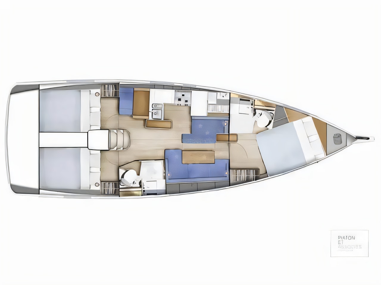 Interior of Sun Odyssey 410 sail boat with 3 cabins Croatia yacht charter