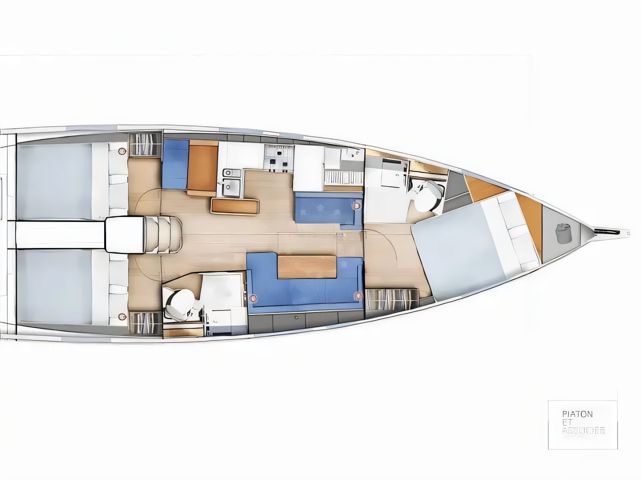 Interior of Sun Odyssey 410 sail boat with 3 cabins Croatia yacht charter