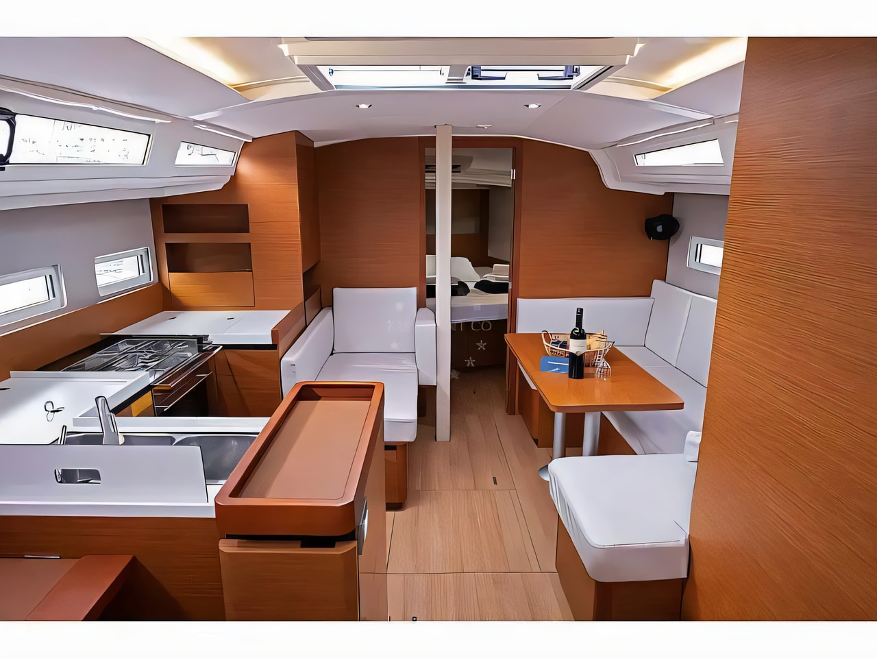 Layout of Sun Odyssey 410 sail boat with 3 cabins Croatia yacht charter