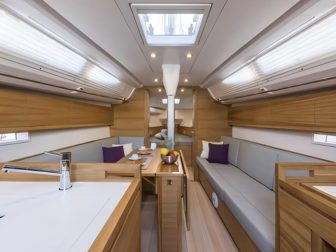 Layout of Salona 380 sail boat with 3 cabins Croatia yacht charter