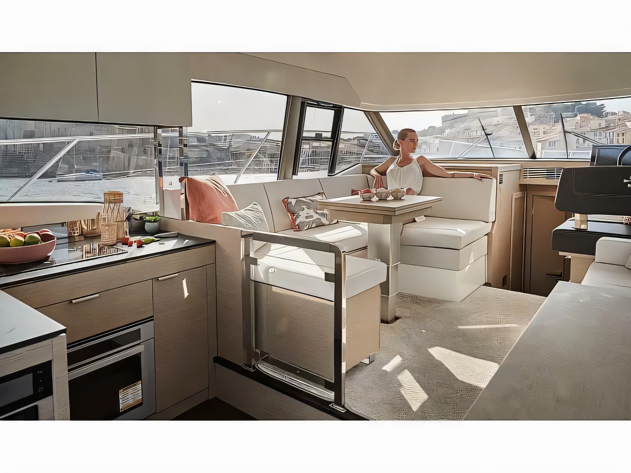Layout of Prestige 420 Fly motor boat with 2 cabins Croatia yacht charter