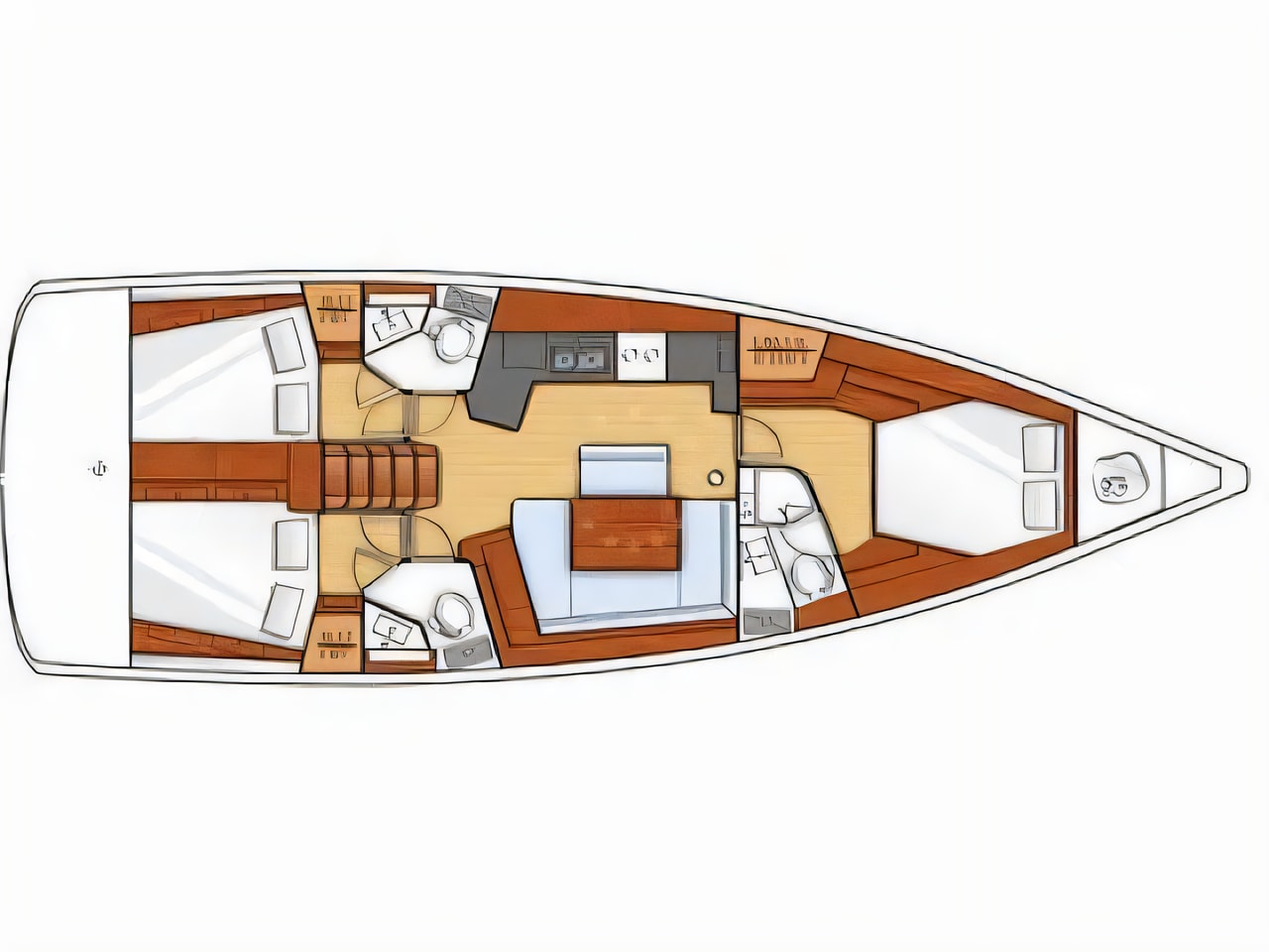 Interior of Oceanis 43 sail boat with 3 cabins Croatia yacht charter