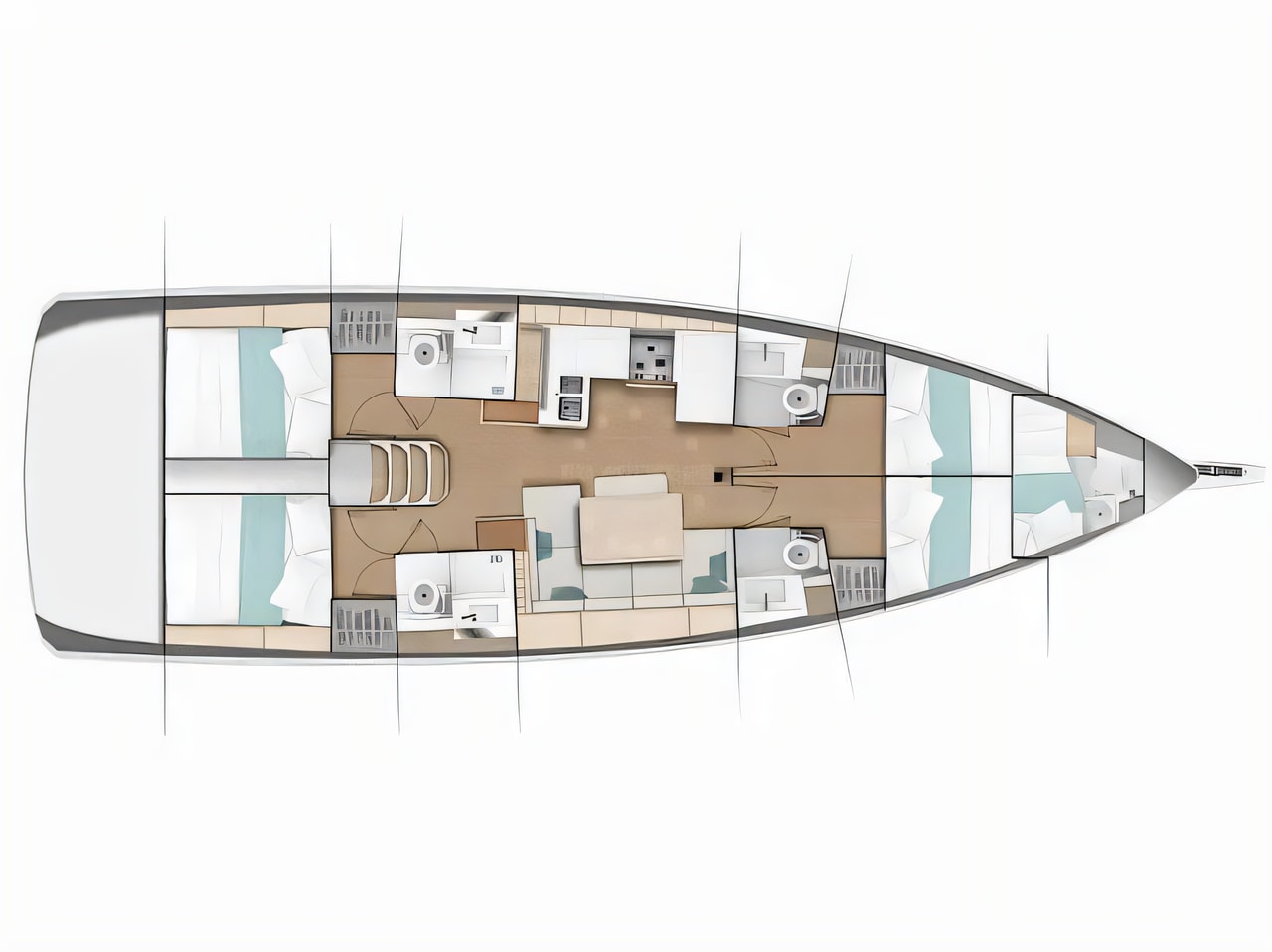 Interior of Sun Odyssey 490 "LUXE" sail boat with 5 cabins Croatia yacht charter