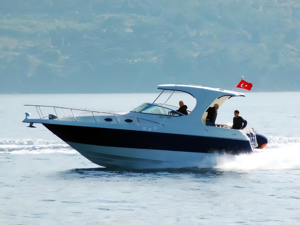 Exterior overview of San Boat 980 Cuddy motor boat for charter from Trogir ACI Marina in the Split sailing area Croatia