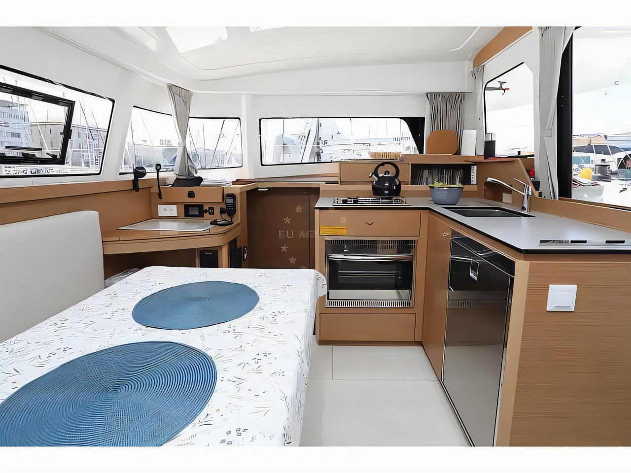Layout of Excess 11 catamaran with 4 cabins Croatia yacht charter