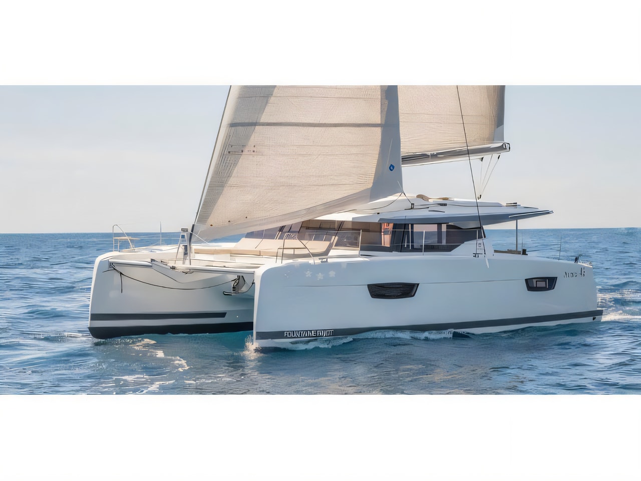 Exterior overview of FP Astrea 42 catamaran for charter from Vodice ACI Marina in the Sibenik sailing area Croatia