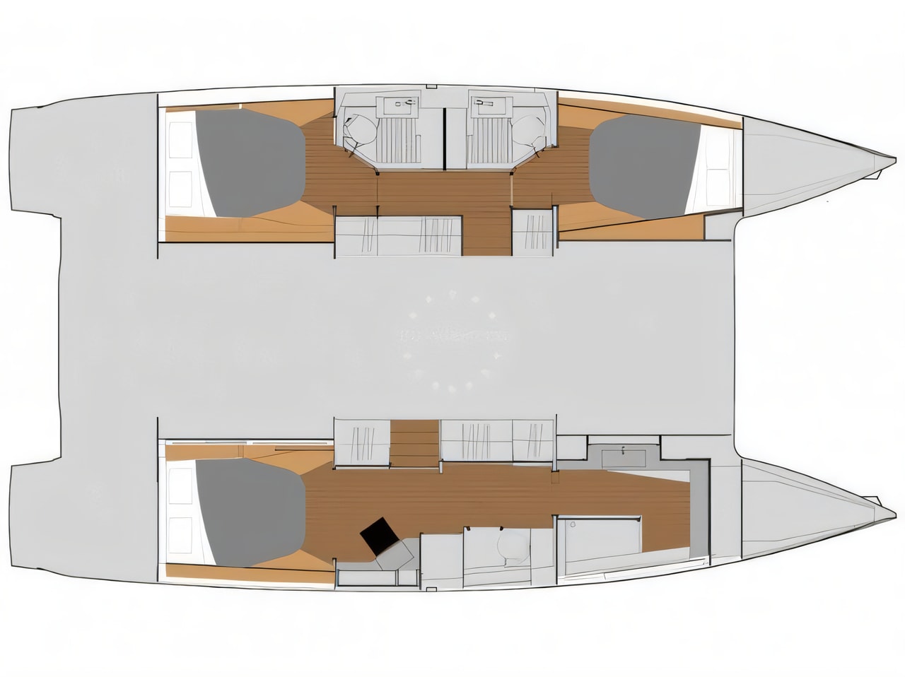 Interior of FP Astrea 42 catamaran with 4 cabins Croatia yacht charter