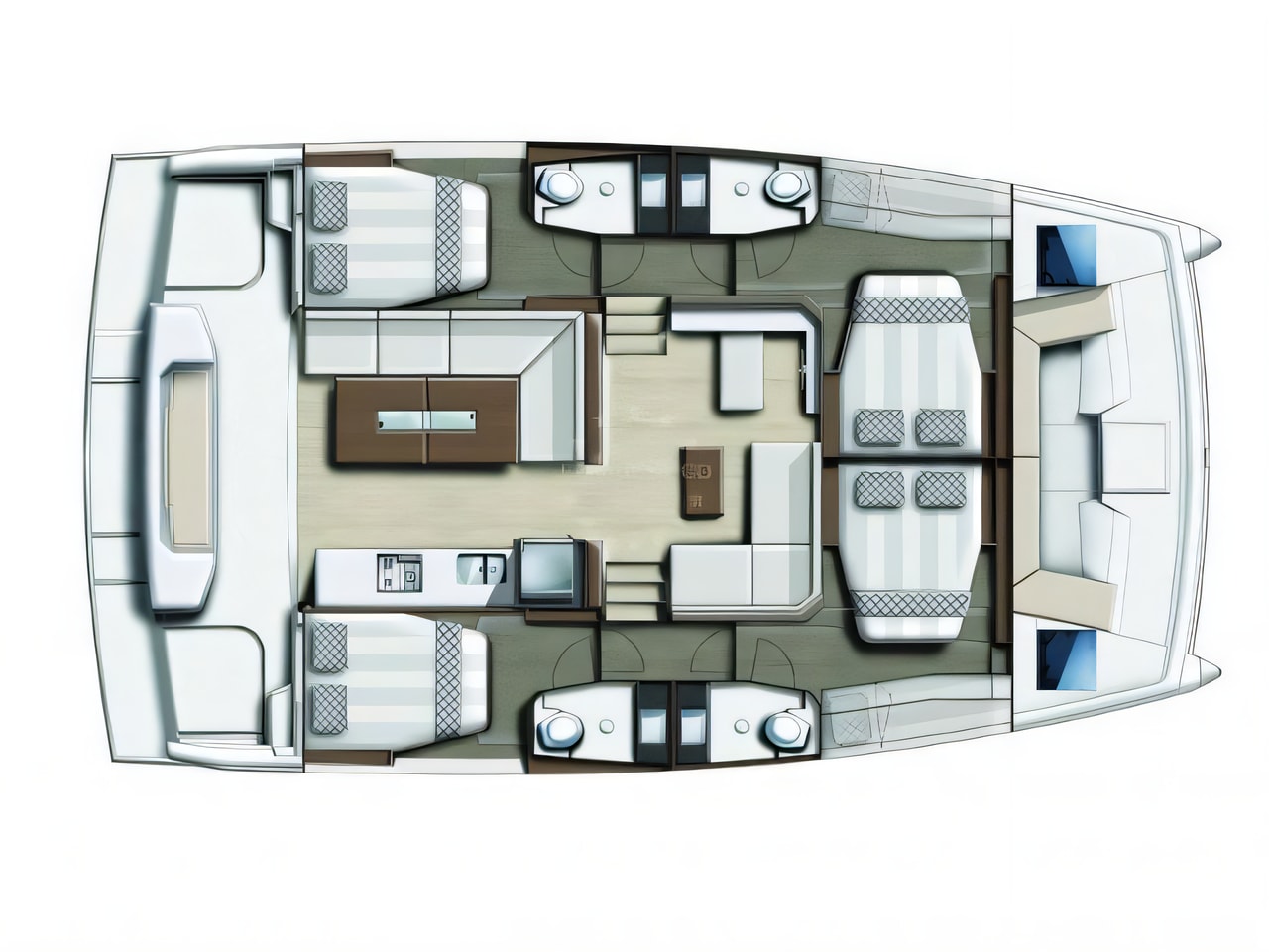Interior of Bali Catspace catamaran with 4 cabins Croatia yacht charter