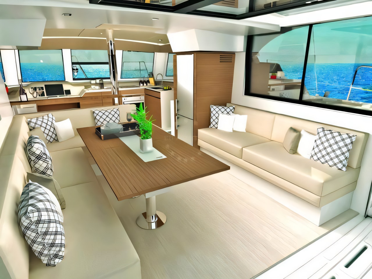 Layout of Bali Catspace catamaran with 4 cabins Croatia yacht charter