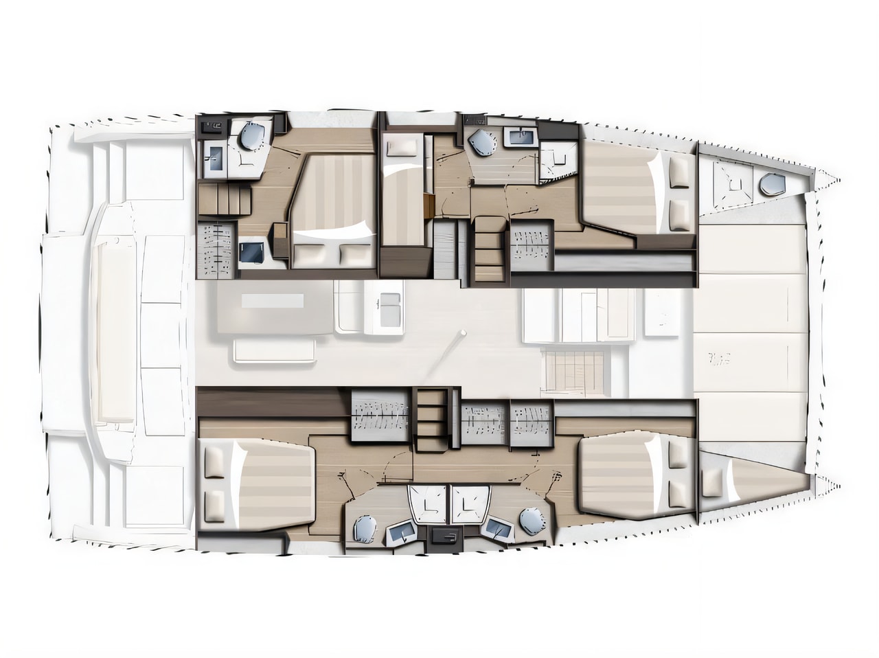 Interior of Bali 4.6 catamaran with 5 cabins Croatia yacht charter