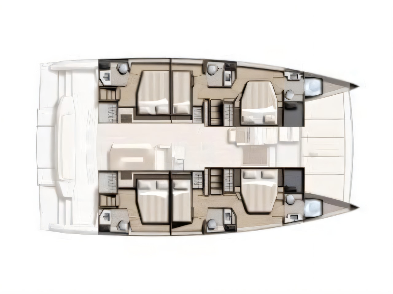 Interior of Bali 4.8 catamaran with 6 cabins Croatia yacht charter