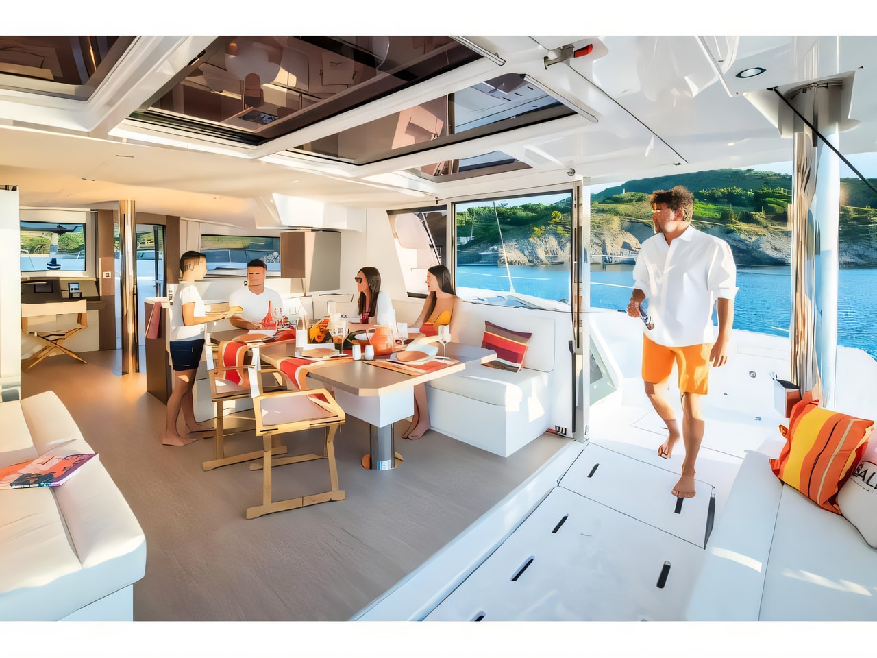 Layout of Bali 4.8 catamaran with 6 cabins Croatia yacht charter