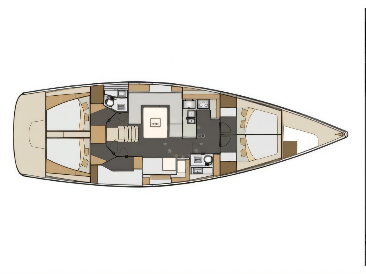Interior of Elan 50 Impression sail boat with 5 cabins Croatia yacht charter