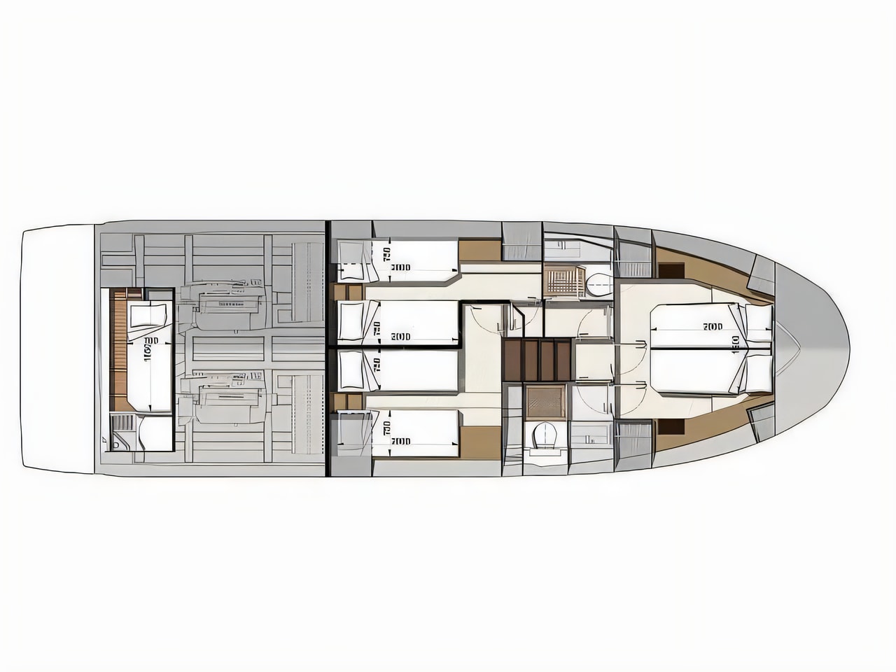 Interior of Prestige 460 motor boat with 3 cabins Croatia yacht charter