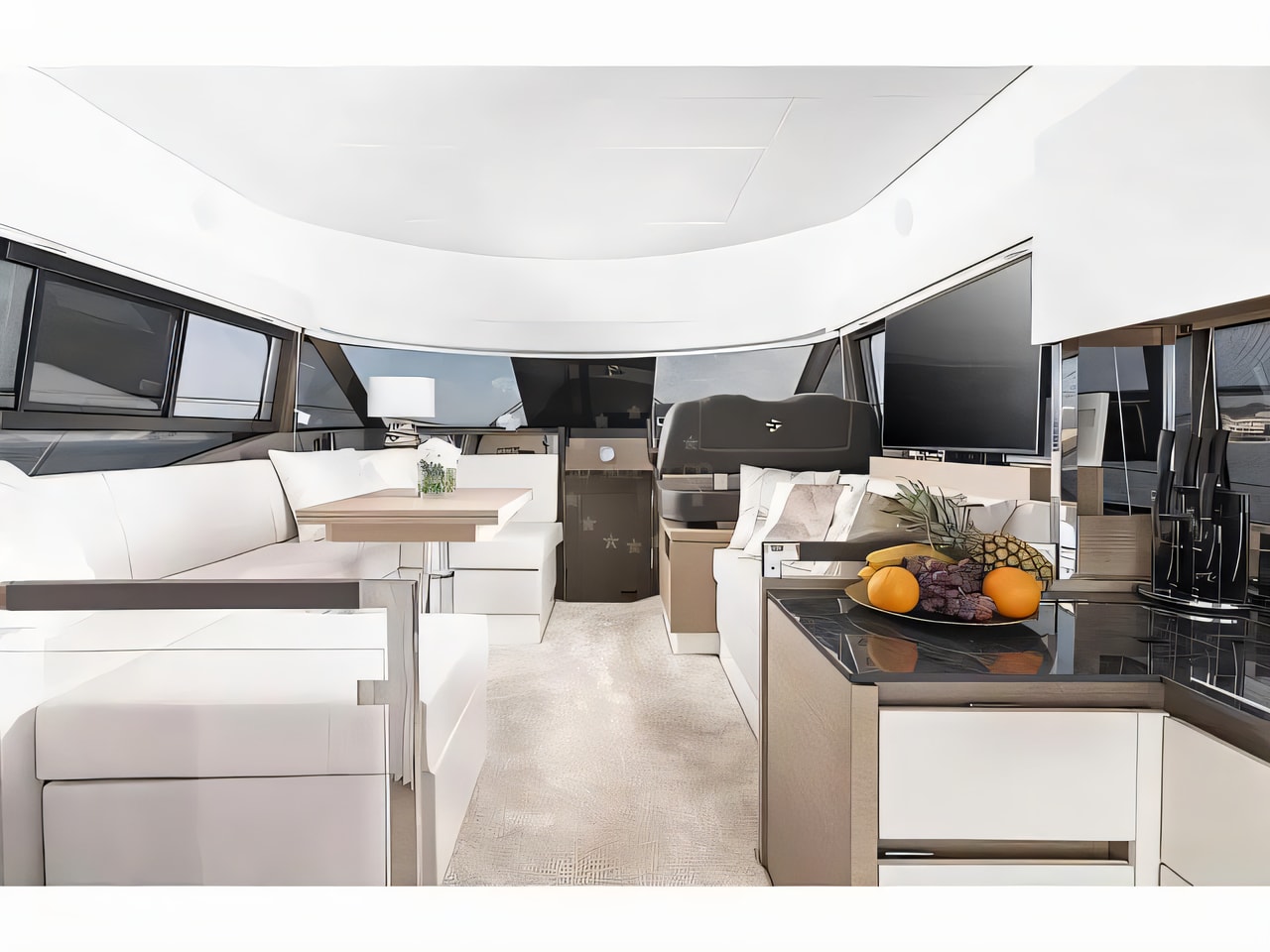 Layout of Prestige 460 motor boat with 3 cabins Croatia yacht charter