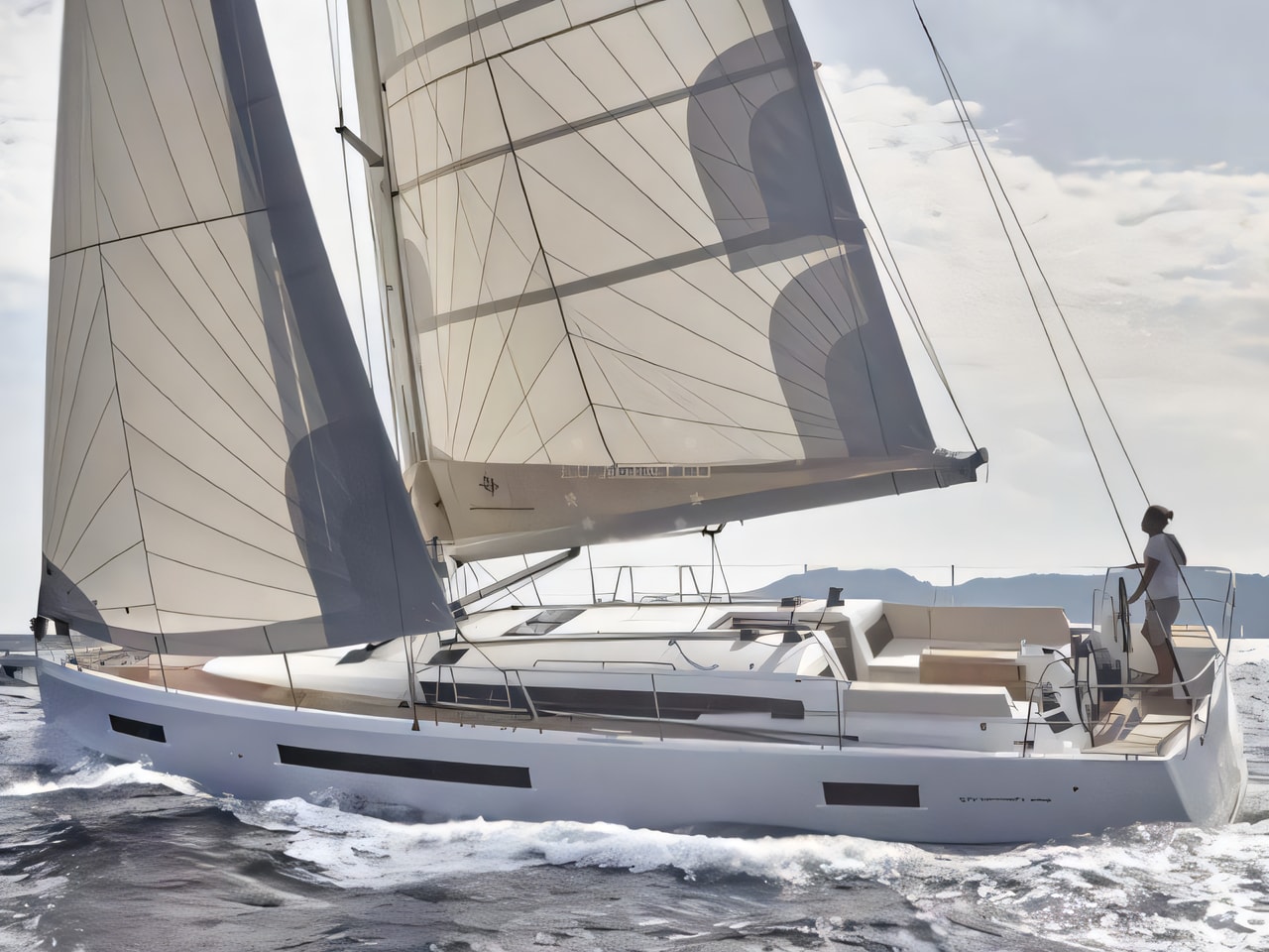 Exterior overview of Sun Odyssey 490 sail boat for charter from Vodice ACI Marina in the Sibenik sailing area Croatia