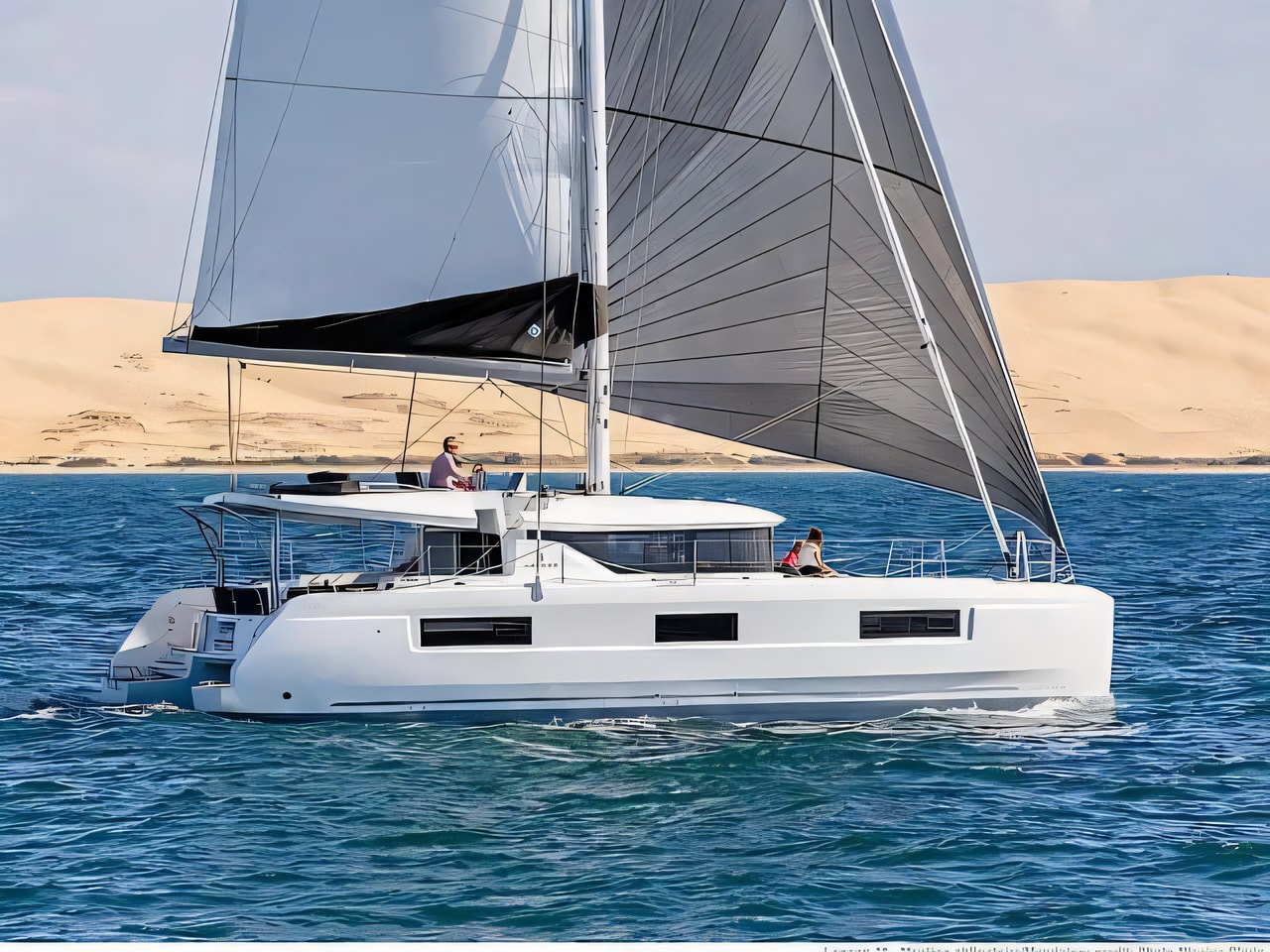 Exterior overview of Lagoon 46 catamaran for charter from Split Marina Mornar in the Split sailing area Croatia