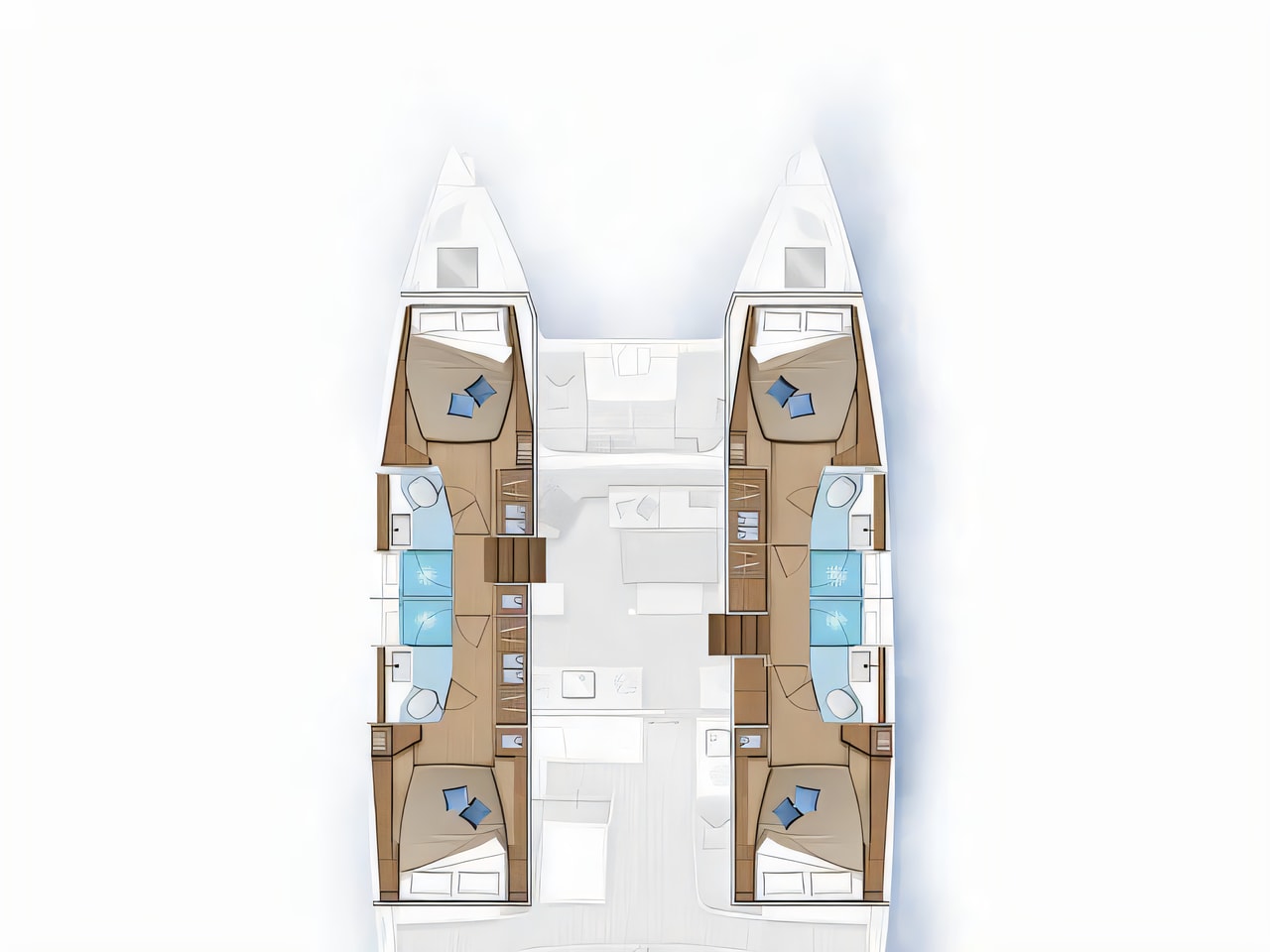 Interior of Lagoon 46 catamaran with 6 cabins Croatia yacht charter