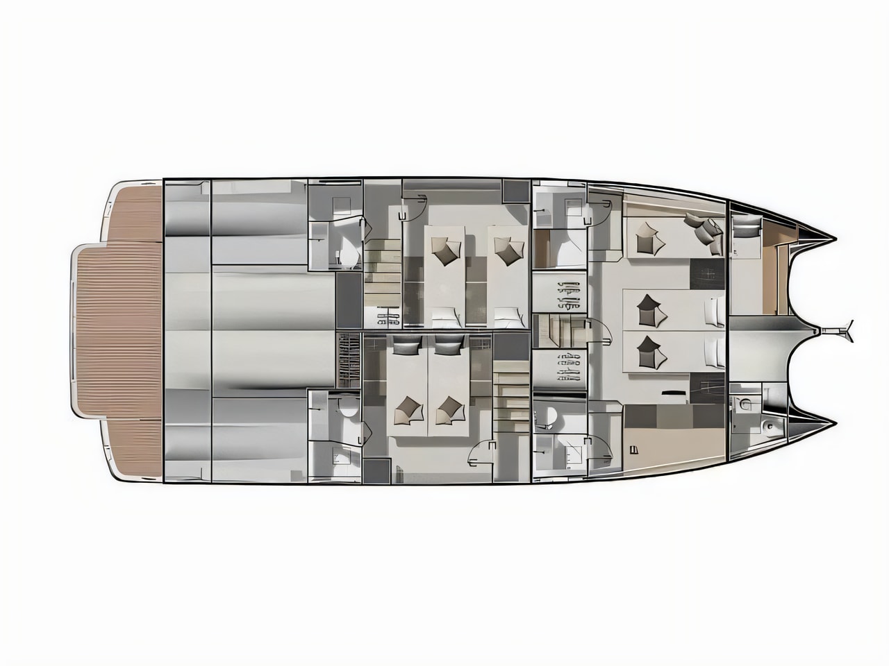 Interior of Prestige M48 power catamaran with 3 cabins Croatia yacht charter