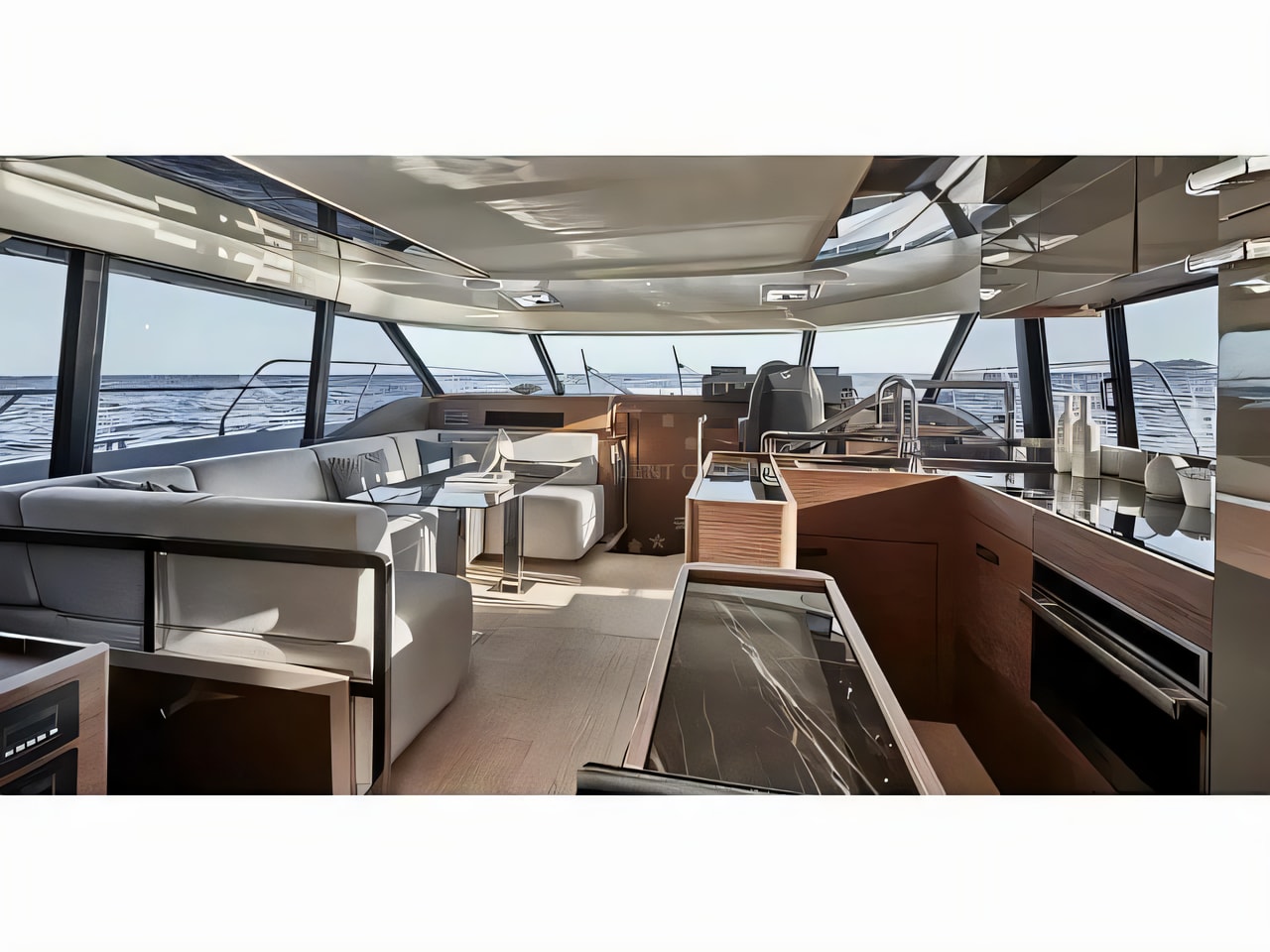 Layout of Prestige M48 power catamaran with 3 cabins Croatia yacht charter