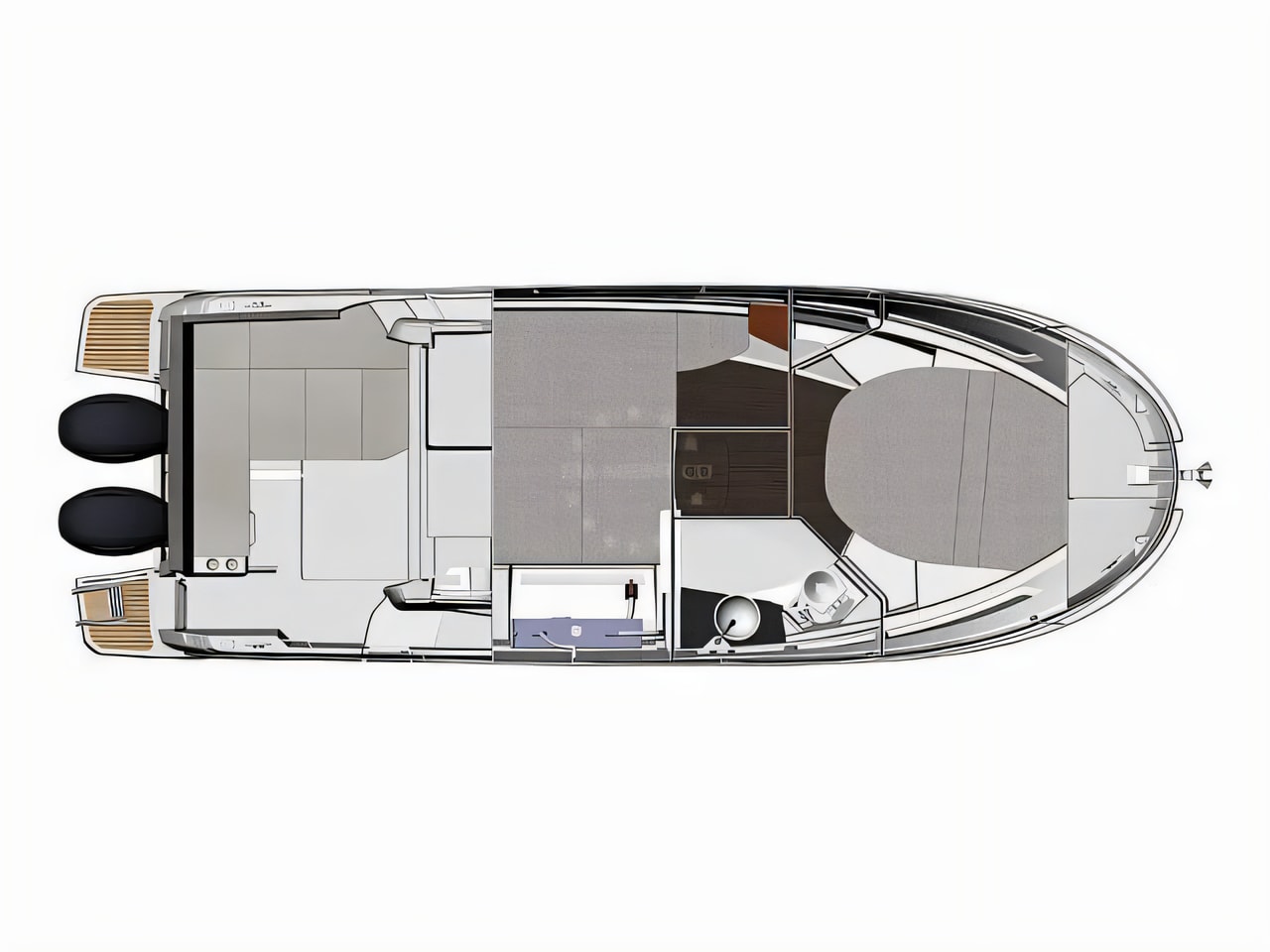 Interior of Merry Fisher 895 motor boat with 2 cabins Croatia yacht charter