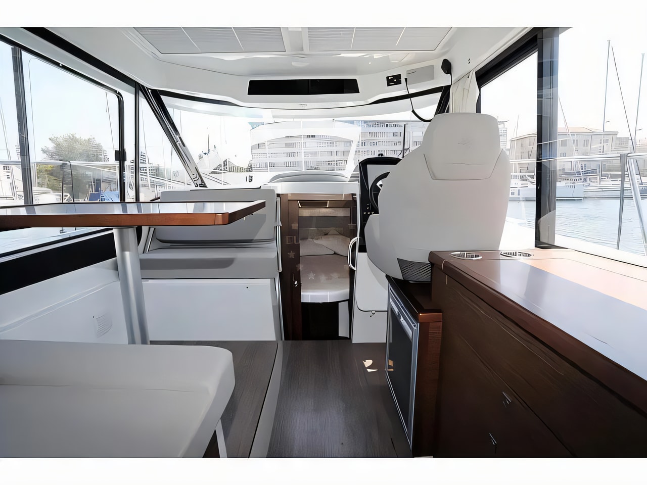Layout of Merry Fisher 895 motor boat with 2 cabins Croatia yacht charter