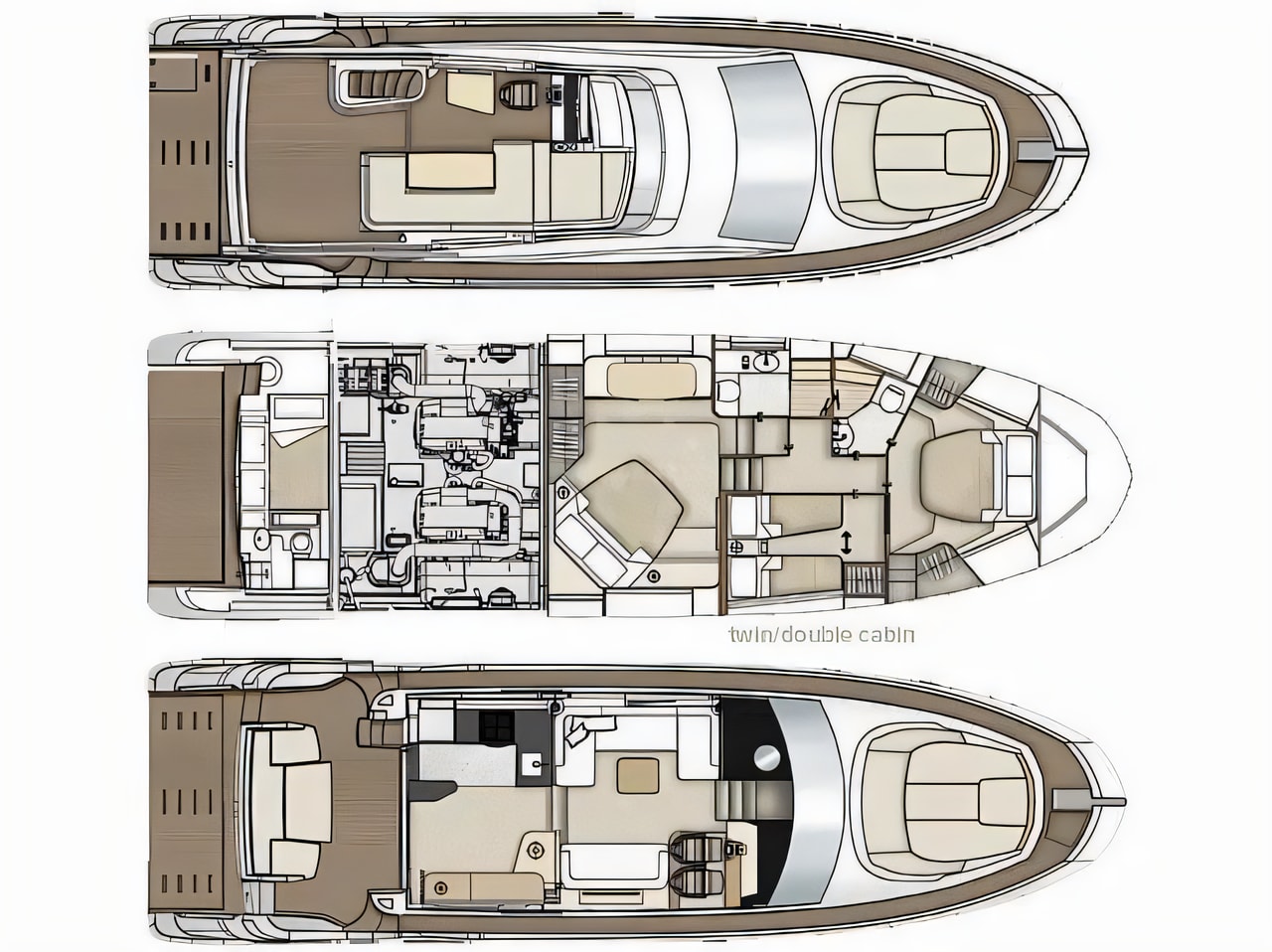 Interior of Azimut 55 Fly motoryacht with 3 cabins Croatia yacht charter