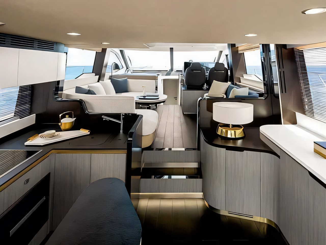 Layout of Azimut 55 Fly motoryacht with 3 cabins Croatia yacht charter