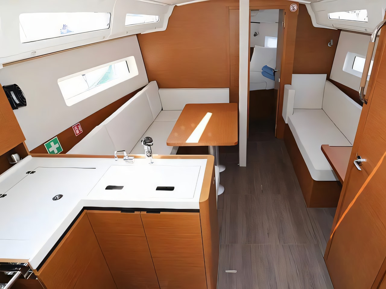 Layout of Sun Odyssey 380 sail boat with 3 cabins Croatia yacht charter