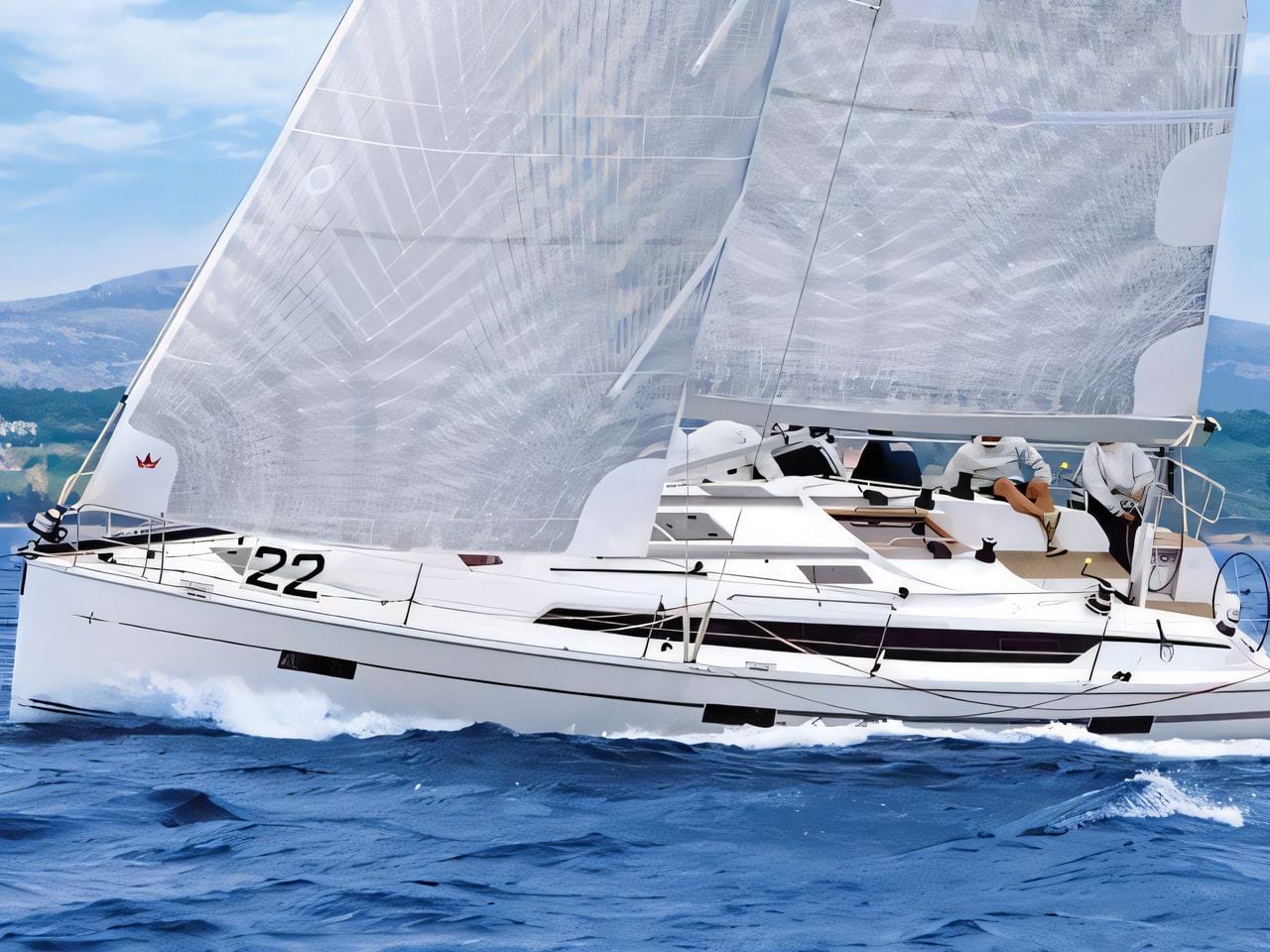 Exterior overview of Bavaria Cruiser 41S sail boat for charter from Pirovac Marina in the Kornati sailing area Croatia