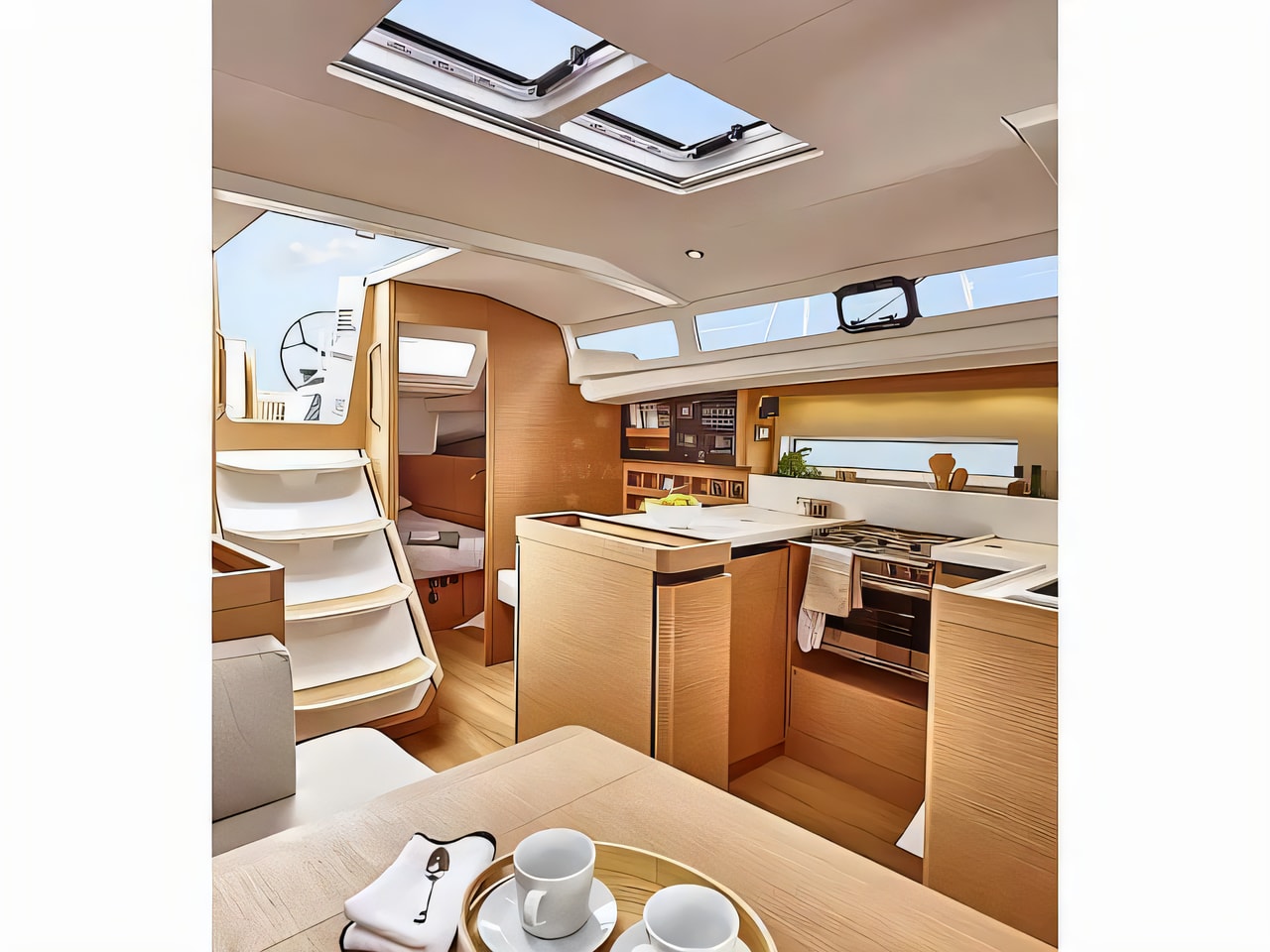 Layout of Sun Odyssey 440 sail boat with 4 cabins Croatia yacht charter