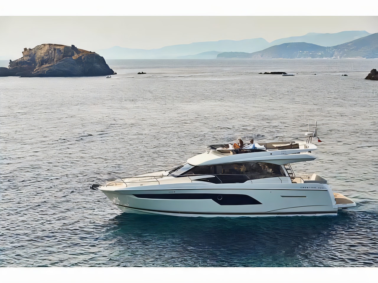 Exterior overview of Prestige 520 Fly motoryacht for charter from Split ACI Marina in the Split sailing area Croatia
