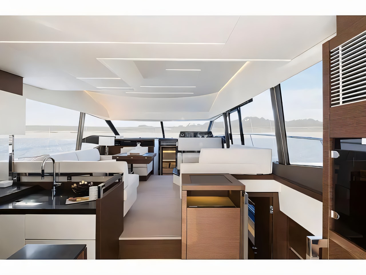 Layout of Prestige 520 Fly motoryacht with 3 cabins Croatia yacht charter