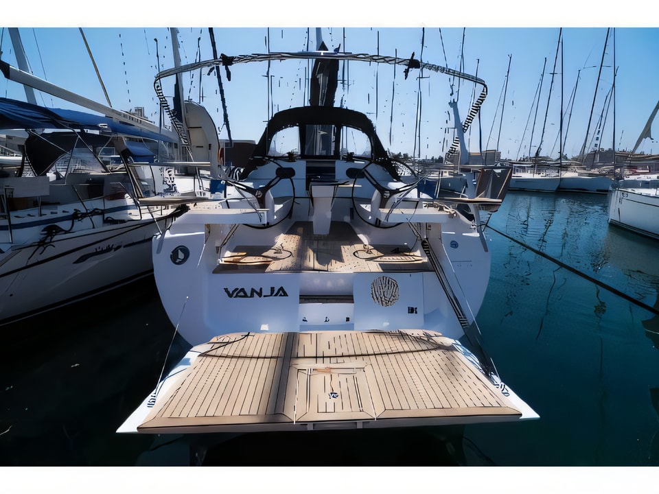 Exterior overview of Elan 45 Impression sail boat for charter from Biograd Kornati in the Zadar sailing area Croatia