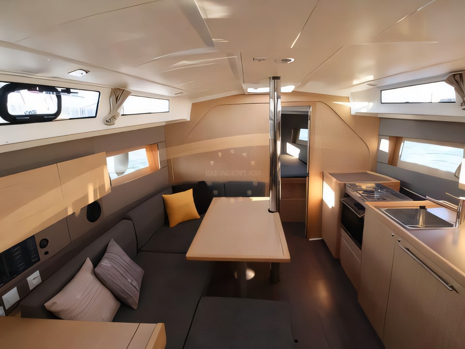 Interior of Oceanis 38 sail boat with 3 cabins Croatia yacht charter