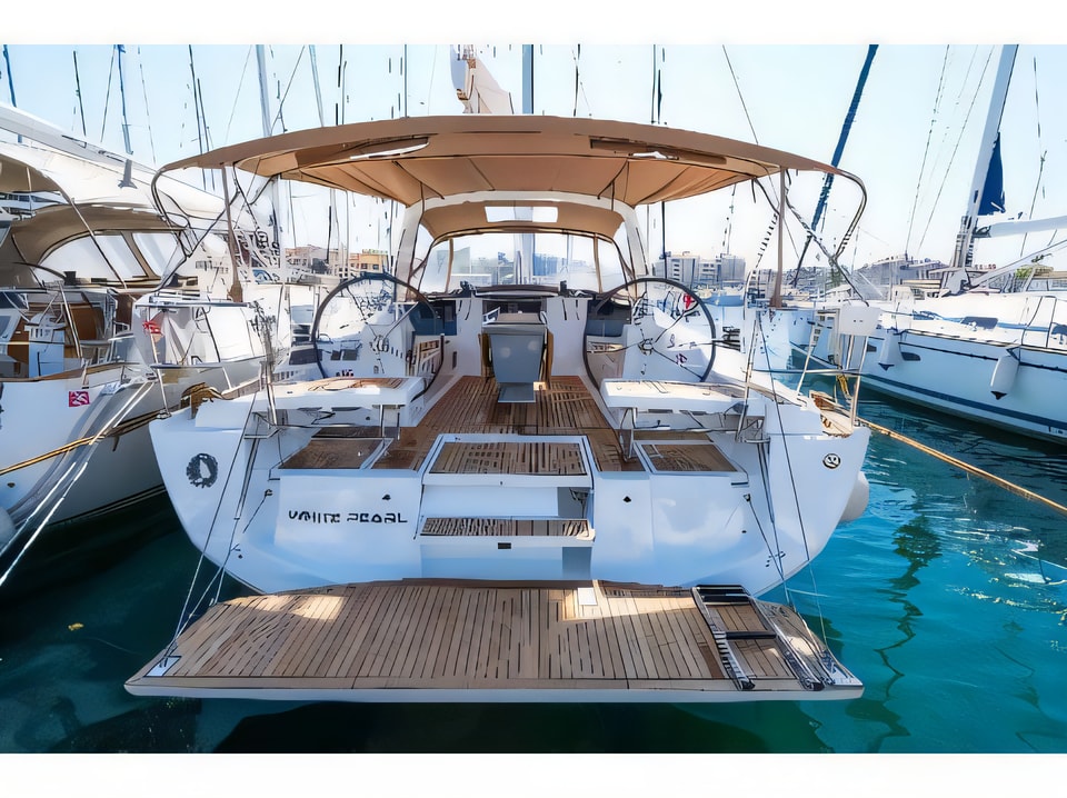 Exterior overview of Oceanis 41.1 sail boat for charter from Biograd Kornati in the Zadar sailing area Croatia