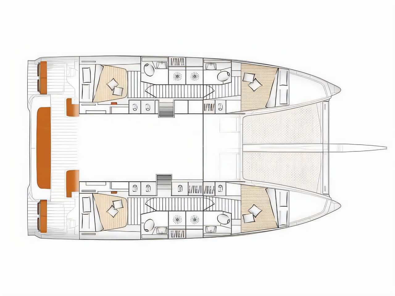 Interior of Excess 14 catamaran with 6 cabins Croatia yacht charter