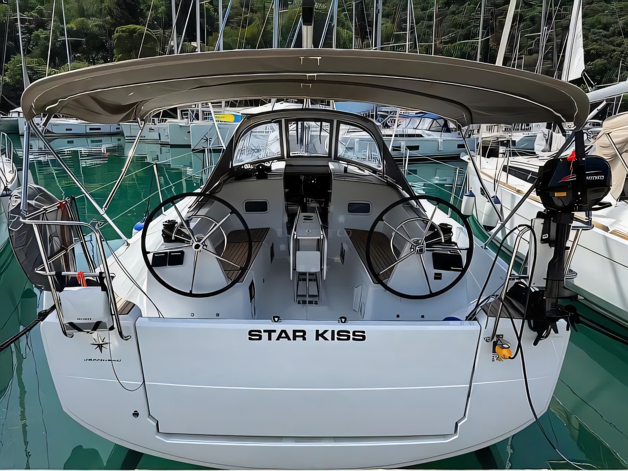 Exterior overview of Sun Odyssey 350 sail boat for charter from Dubrovnik ACI Marina in the Dubrovnik sailing area Croatia