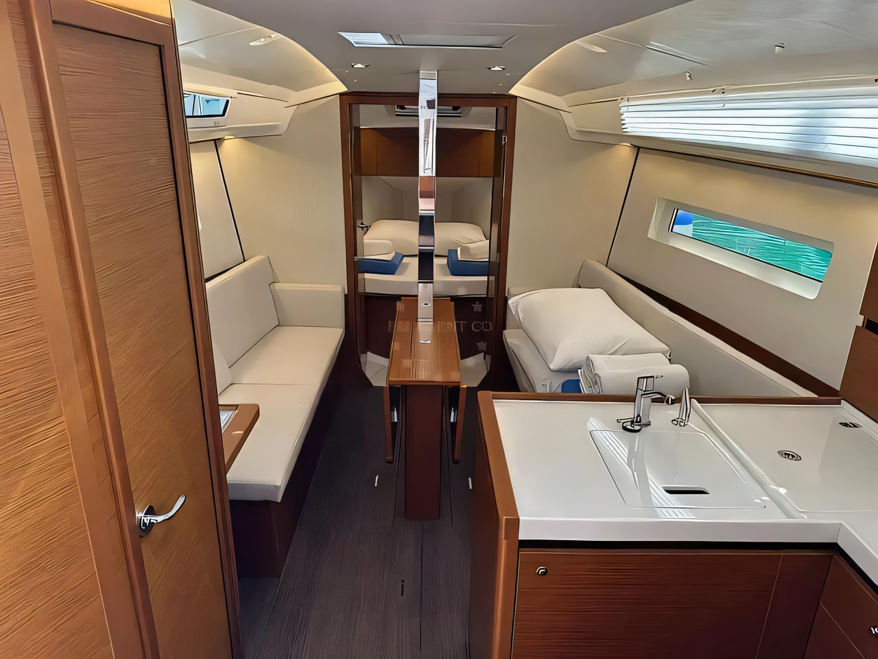 Layout of Sun Odyssey 350 sail boat with 3 cabins Croatia yacht charter