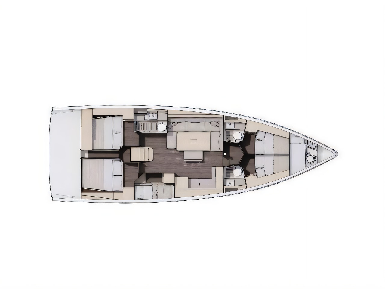 Interior of Dufour 470 sail boat with 5 cabins Croatia yacht charter